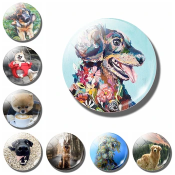 

Coloured Drawing Dog 30 MM Fridge Magnet Dog Art Photo Glass Cabochon Magnetic Refrigerator Stickers Note Holder Home Decoration