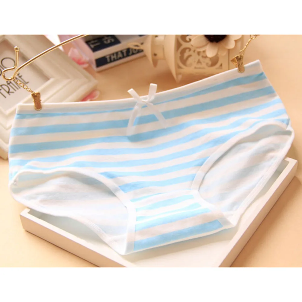 Lovely Panties Small Fresh Stripes Navy Bow Underwear Panties Cotton Cute Briefs Underpants Lingerie Knickers Intimate For Women