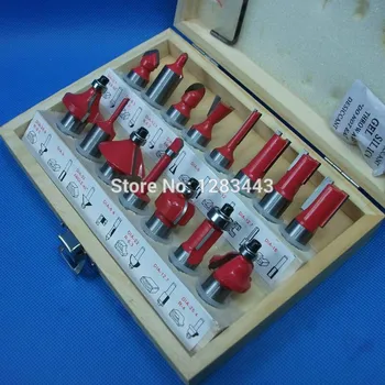 

15PCS 1/2"(12.7) Shank Tungsten Carbide Router Bit Set Wood Woodworking Cutter Trimming Knife Forming Milling