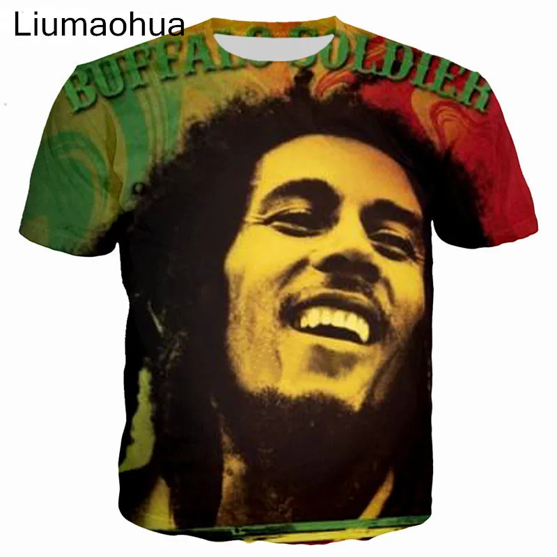 

Liumaohua 2018 New Fashion 3D Print t-shirt clothes Women Men Bob Marley Short Sleeve t shirts s-5XL