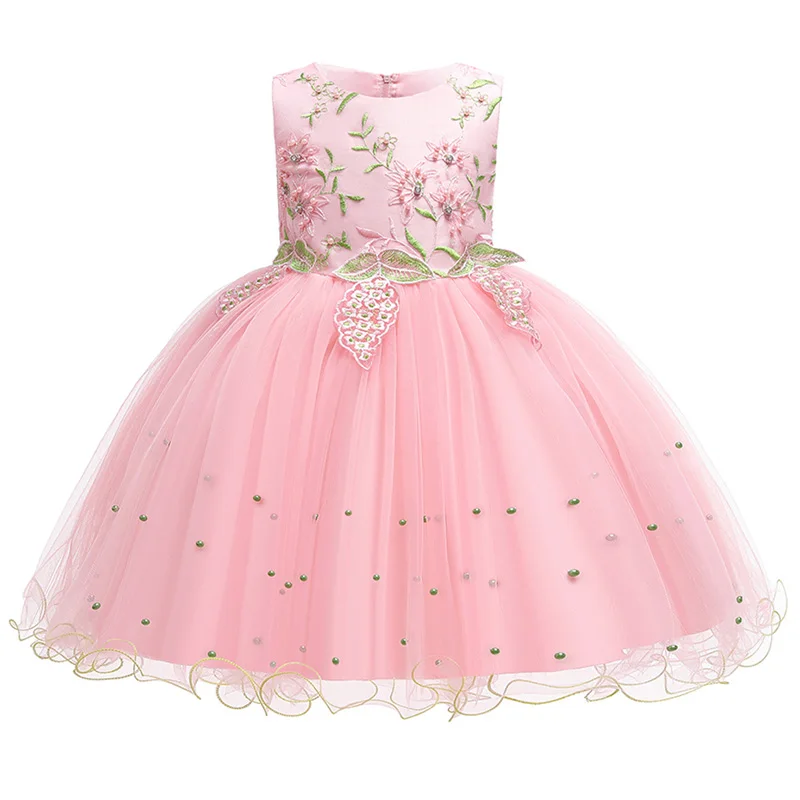 Детские платья для девочек платье принцессы с вышивкой летние дети юбка-пачка Для Девочек Пышные вечерние платье с цветочным узором для девочек свадебное платье