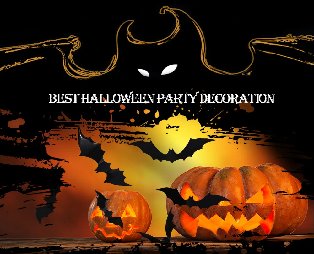 12PCS Halloween Bat Wall Stickers Decor Door Window Decals 