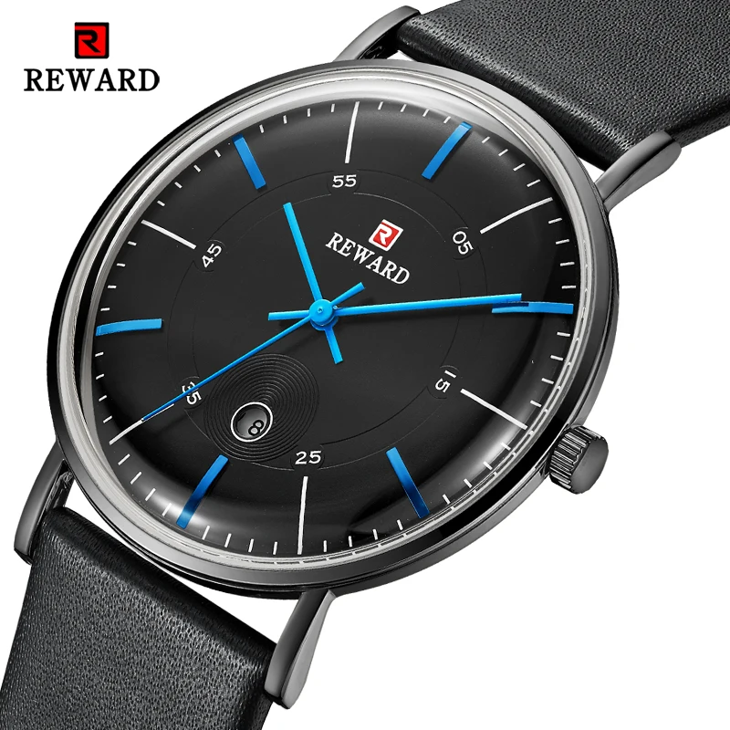 REWARD Watch Men Business Waterproof Clock Mens Analog Leather Quartz Watches Fashion Casual Sport Wristwatch Relogio