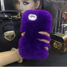 

Luxury Sexy Phone Cases for Samsung Galaxy Note 4 5 s5 s6 s7 Rabbit Fur Plush Hard Cell Phone Case Bling Diamond Hole Cover