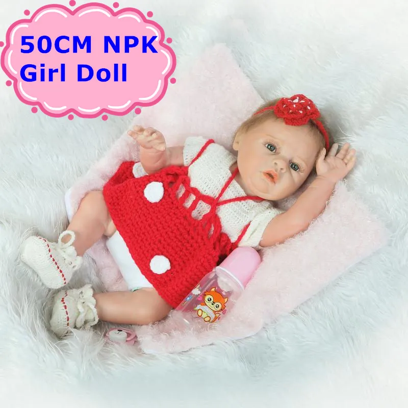 

New Arrival NPK 50CM Bebe Reborn Doll Lifelike Full Silicone Body Newborn Girl Doll In Cute Knitted Dress Kids Baby Toys Boneca