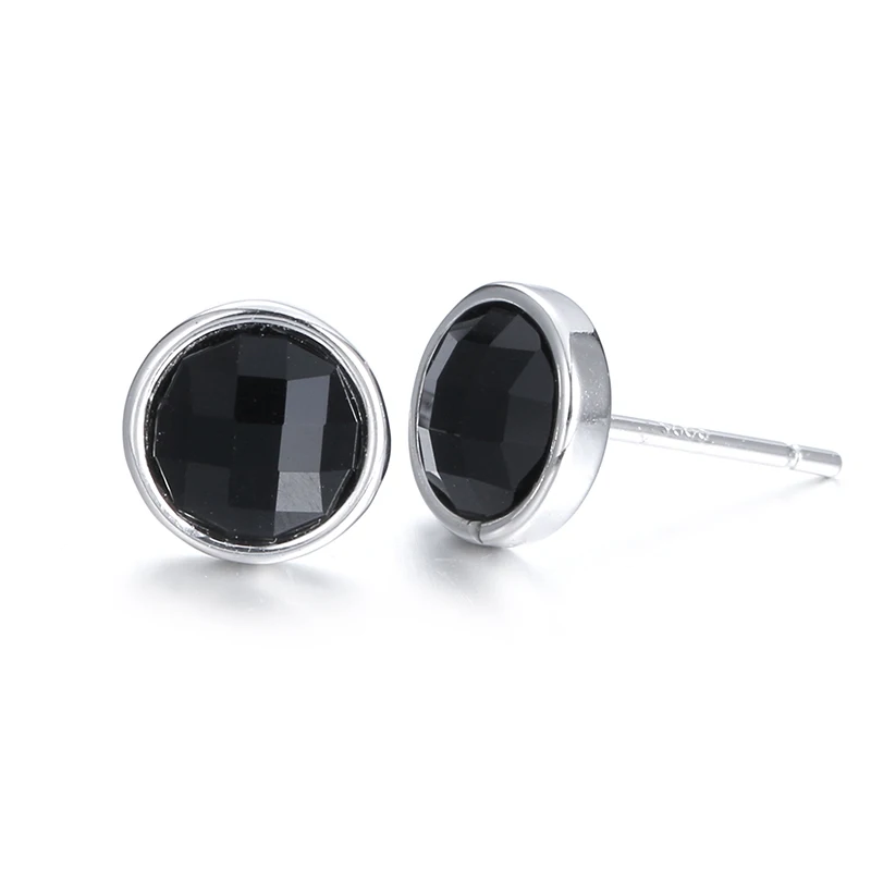 100 925 sterling silver Promotion fashion black crystal men`s earrings