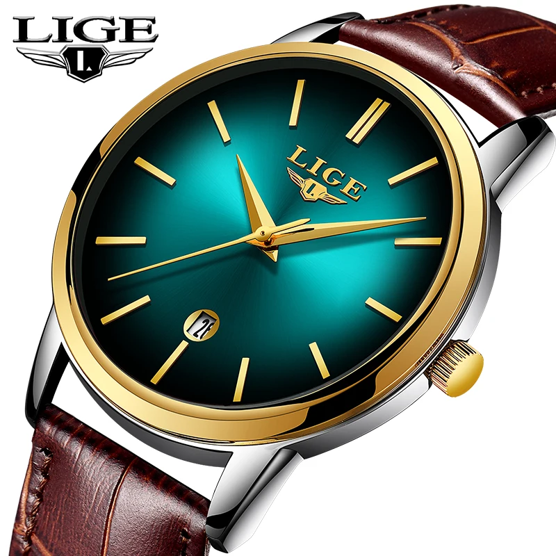 

LIGE Women's Top Brand Luxury Watches Fashion Leather Simple Watch Waterproof Sports Automatic Date Quartz Clock Women Watch