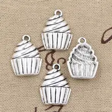 8 Uds Charms Cupcake helado 20x15mm ajuste antiguo para hacer colgantes, color plateado bronce tibetano Vintage, joyería hecha a mano DIY