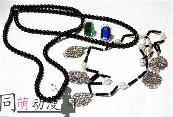 Черный Дворецкий гробовщик цепочка для косплея+ ожерелье+ кольцо набор аксессуары для косплея реквизит