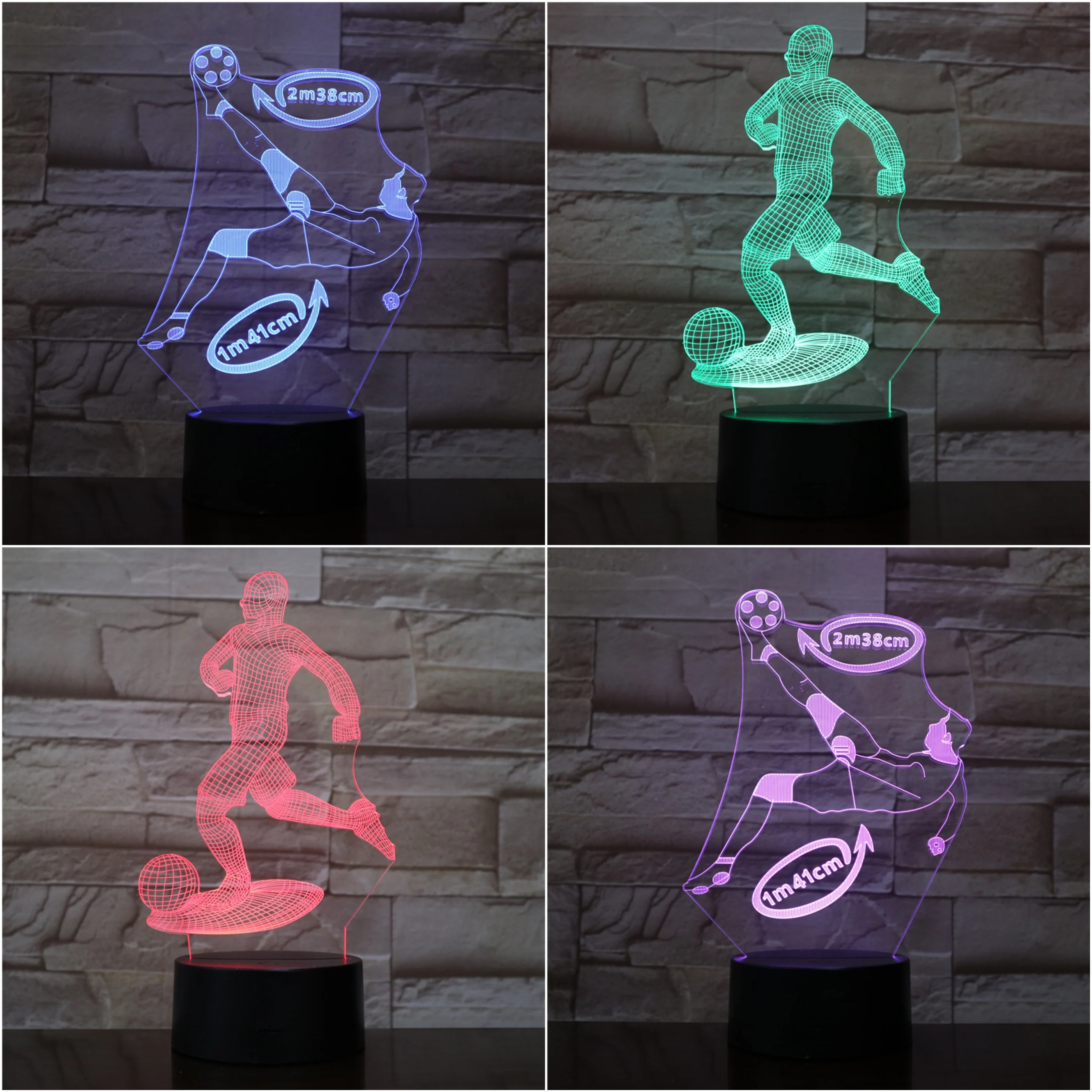 

Football Player Figure 3D LED Night Light USB Lampara Children Kids Gift Baby Nightlight Soccer Desk lamp bedside veilleuse Noen