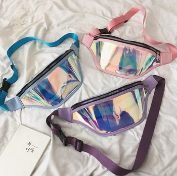 

2019 New Fashion Belt Bum Bag Waterproof Transparent Clear Punk Holographic Fanny Pack Laser Waist Pack for Women