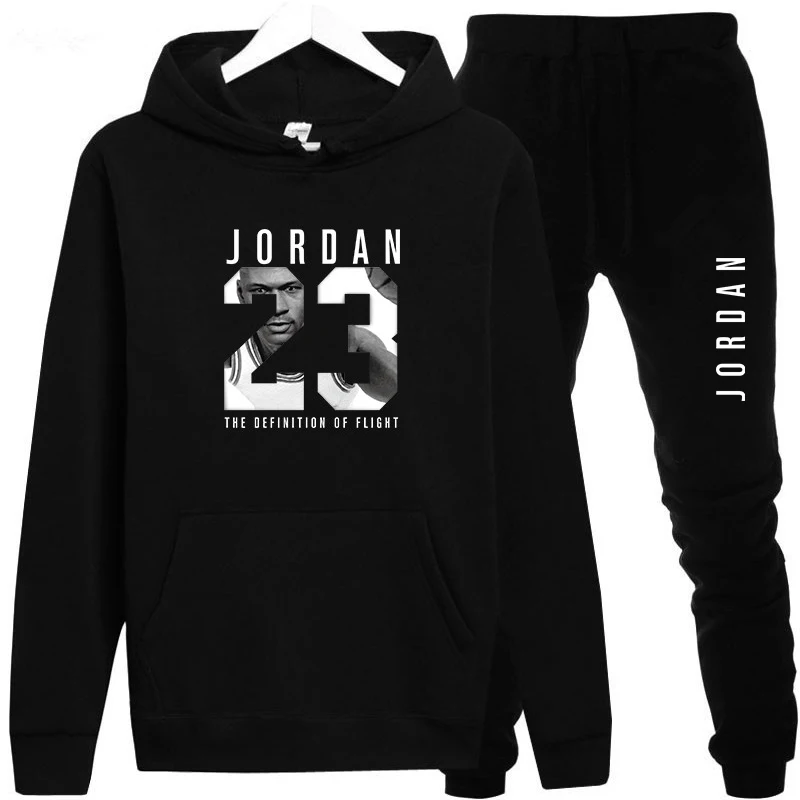

New 2018 Brand Tracksuit Fashion JORDAN 23 Men Sportswear Two Piece Sets All Cotton Fleece Thick hoodie+Pants Sporting Suit Male