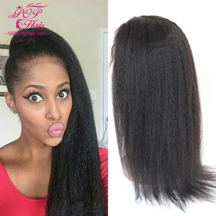 7A Brazilian Kinky Straight Lace Front Wig Full Lace Human Hair Wigs