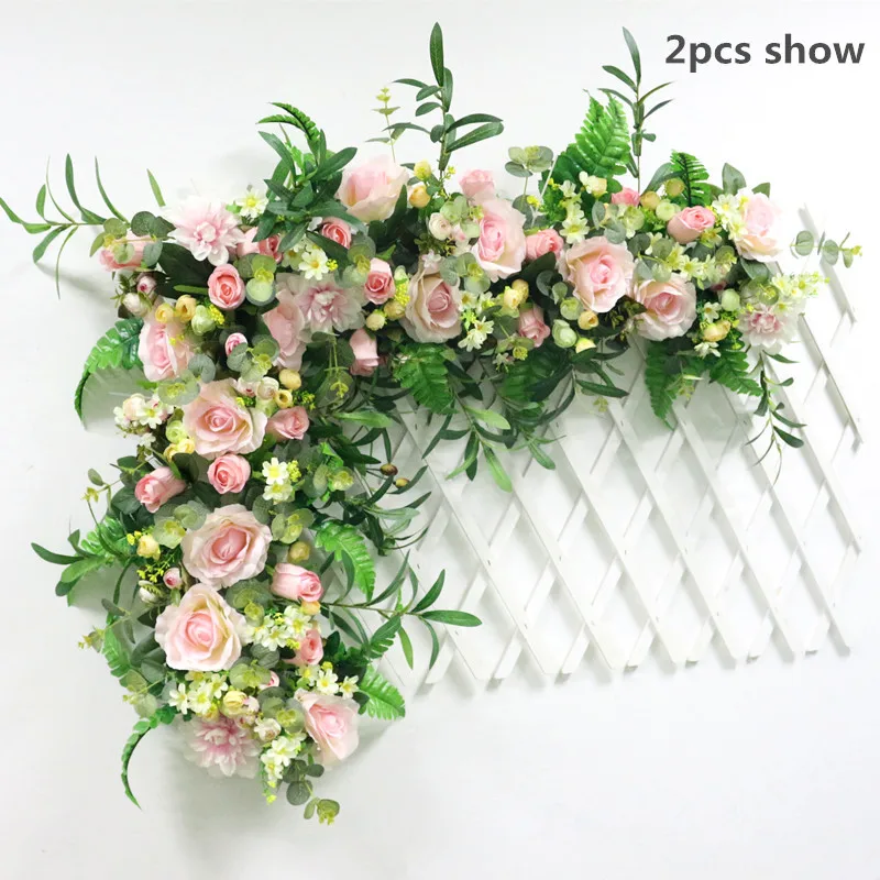 Flone Artificial Flower Row Luxurious Wedding Decor Rose Flower Row Silk Road Cited Flowers Arched DIY Background Flower Wall (18)