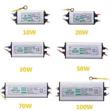 Jiguoor fonte de alimentação, 10w 20w 30w 50w 100w à prova d'água alta fonte de alimentação led driver AC85-265V entrada eletrônica transformador de driver de led