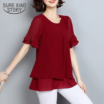

5XL plus size blouses woman blusas mujer de moda blusas verano mujer 2019 chemisier femme blusa feminina chiffon blouse 4853 50