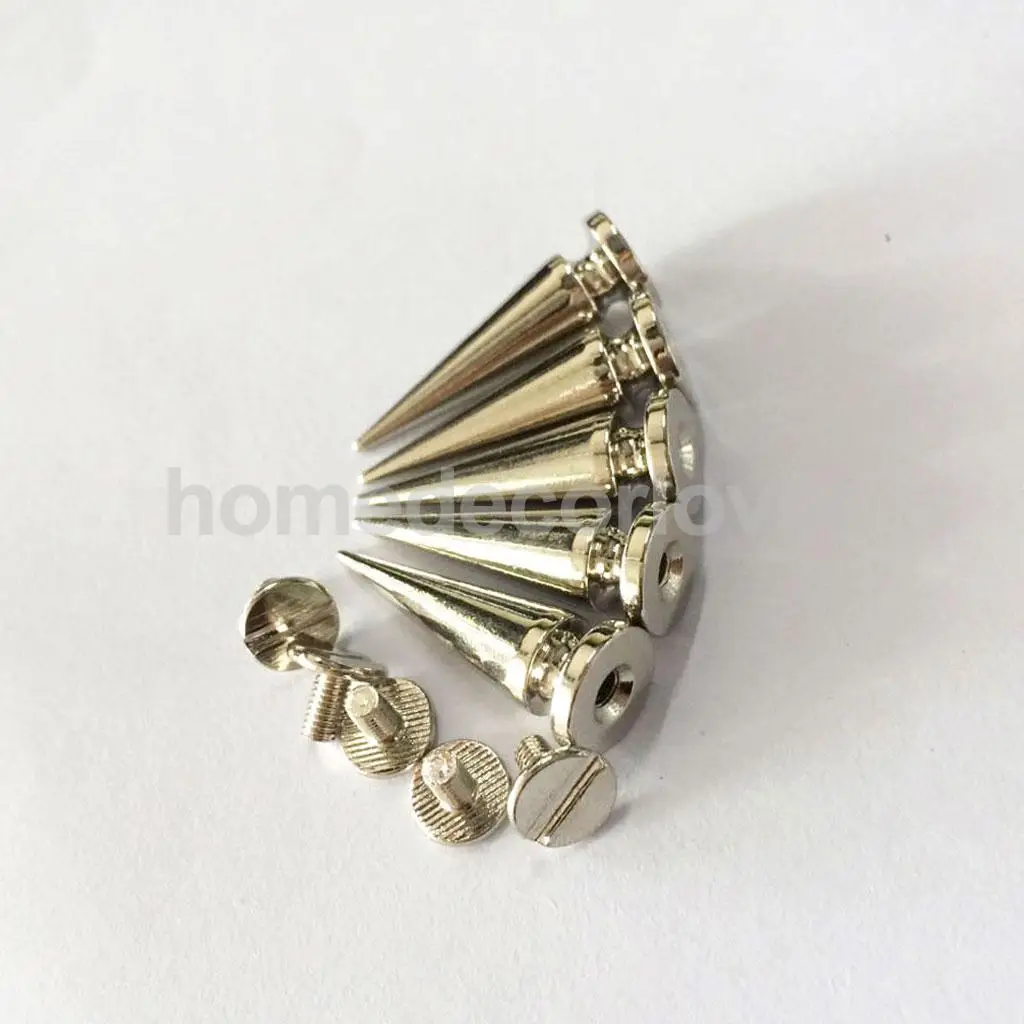 10pcs Copper Cone Screw Stud Leather Craft Spike Rivets Shoe Clothing Decoration