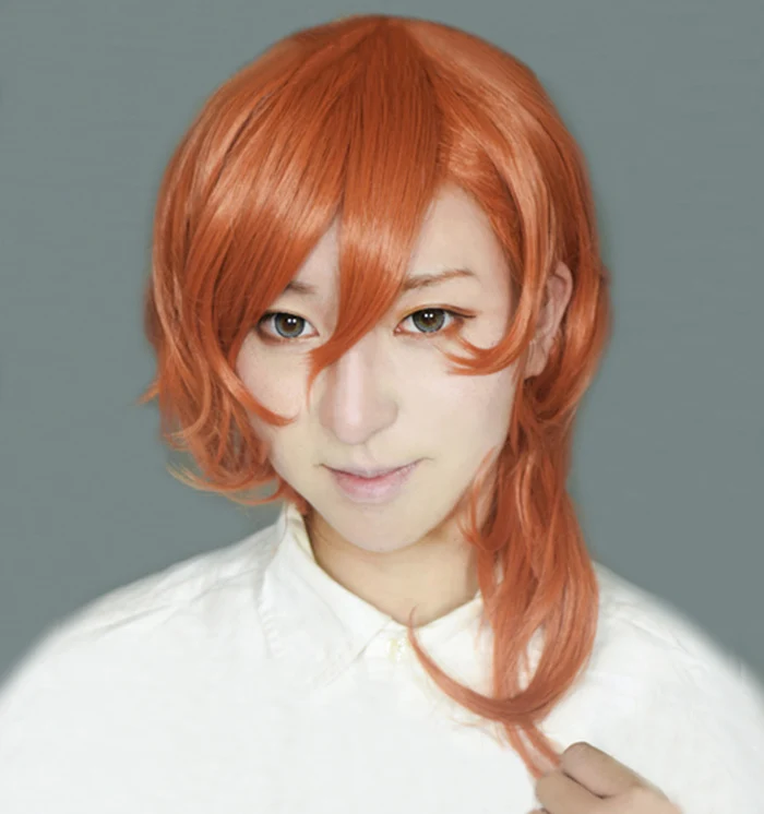 

Anime Bungo Stray Dogs Chuya Nakahara Chuuya Short Orange Brown Cosplay Wig Heat Resistant Synthetic Hair Wigs + Wig Cap