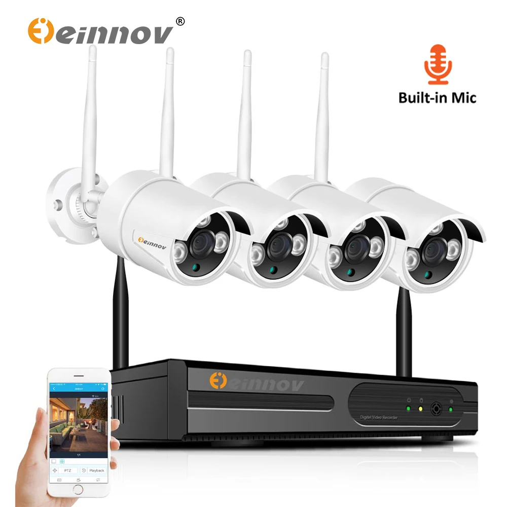 Einnov 4CH 1080P 2MP HD Беспроводная NVR Wi-Fi камера для домашней безопасности CCTV Wifi ip-камера