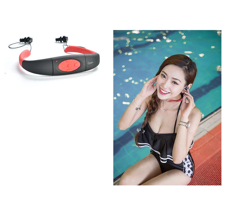 الرياضة الموسيقى 8 GB الذاكرة تحت الماء MP3 لاعب راديو FM رئيس ارتداء MP 3 اللاعبين الغوص السباحة تصفح الرياضية سوبر IPX8 للماء
