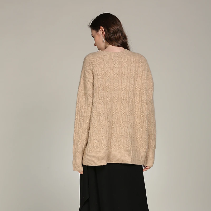 Pull 100 Femelle yellow Brown Hiver Grande 2019 Pur Chaud Femmes Épais Green Sweters Lâche Taille En Côtelé beige Cachemire Cashmere Jumper wOPZlkiTXu