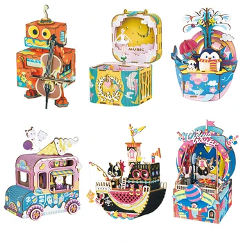 

DIY Wooden Music Box Clockwork Handmade Model Building Kits Birthday Gifts For Girlfriend Women