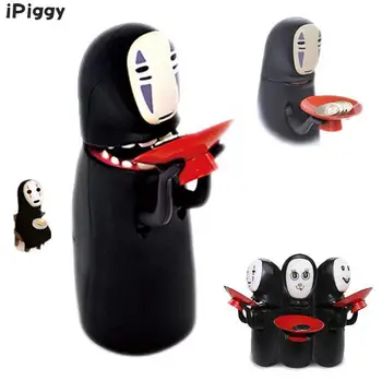 

No Face Man Action Figure Coin Bank Studio Ghibli Spirited Away Piggy Automatic Eaten Swallow Money Saving Box Musical Hiccups