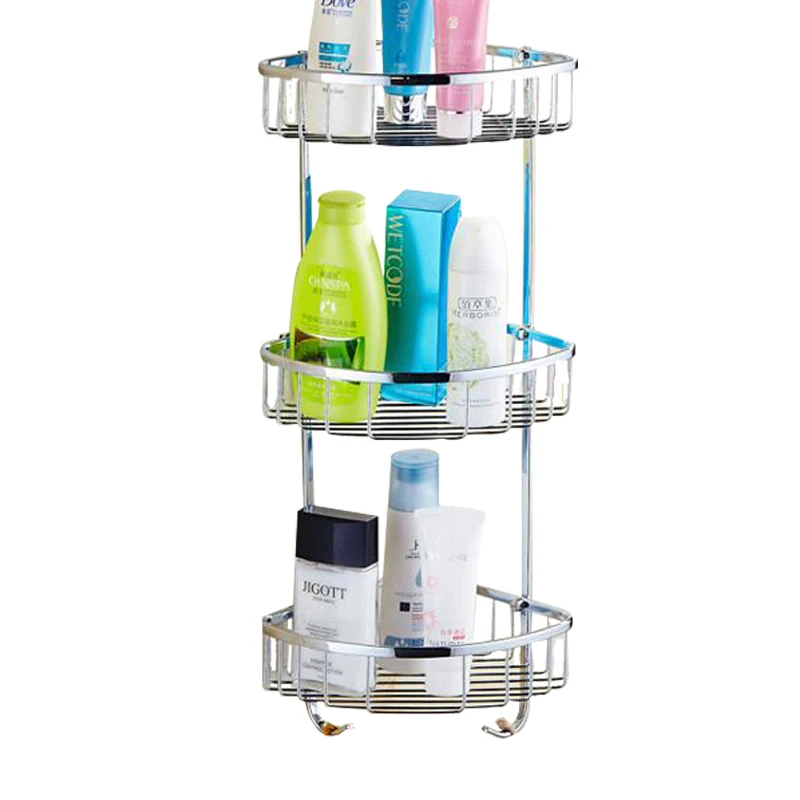 Продажа Нержавеющая nbsp;сталь Ванная комната полки 3 яруса Ванна Душ срок шампунь держатель Корзина держатель угловая полка Chrome Ванная комната код