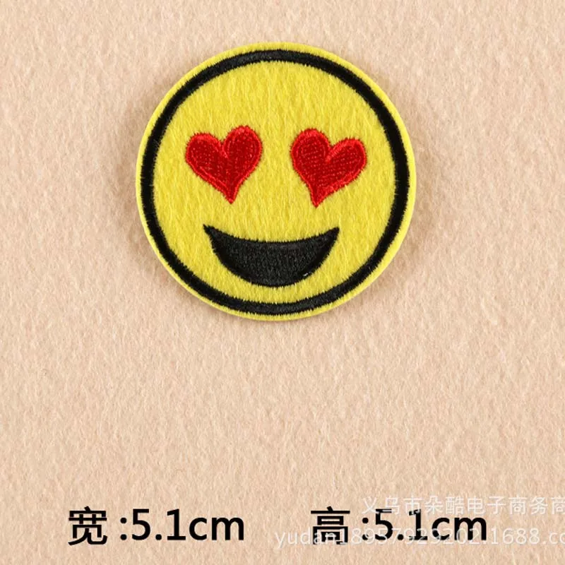 

Wholesale Patch For Clothing Smiley Face Emoji Iron On Applique Smiley Face Embroidered Pathces