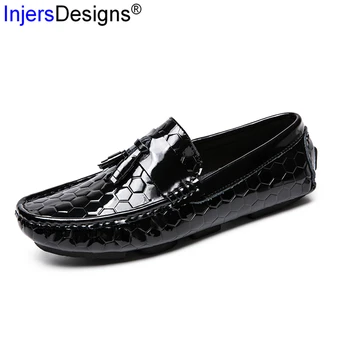 

New Arrival Patent Leather Loafers Men Fashion Tassel Casual Boat Shoes Slip-On Breathable Driving Shoes Men Flat Soft Moccasins