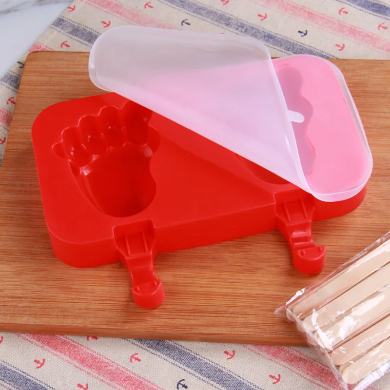 Goldbaking силиконовые милый лед поп плесень с крышкой мороженое Бар Mold для фруктового льда DIY мороженого с 20 деревянные палочки