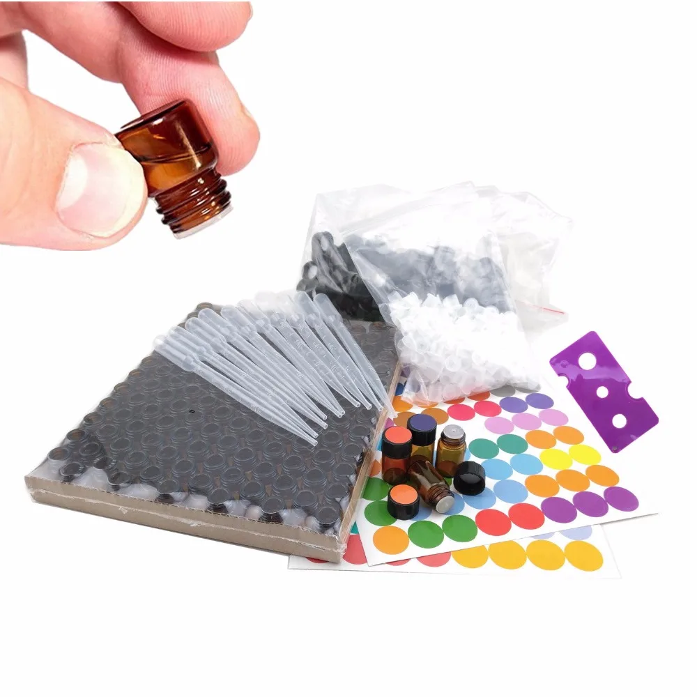 144pcs 1/4 dram 1ml Essential Oil Bottles Small Amber Glass Sample Vials with orifice reducer cap lids, doTERRA labels included