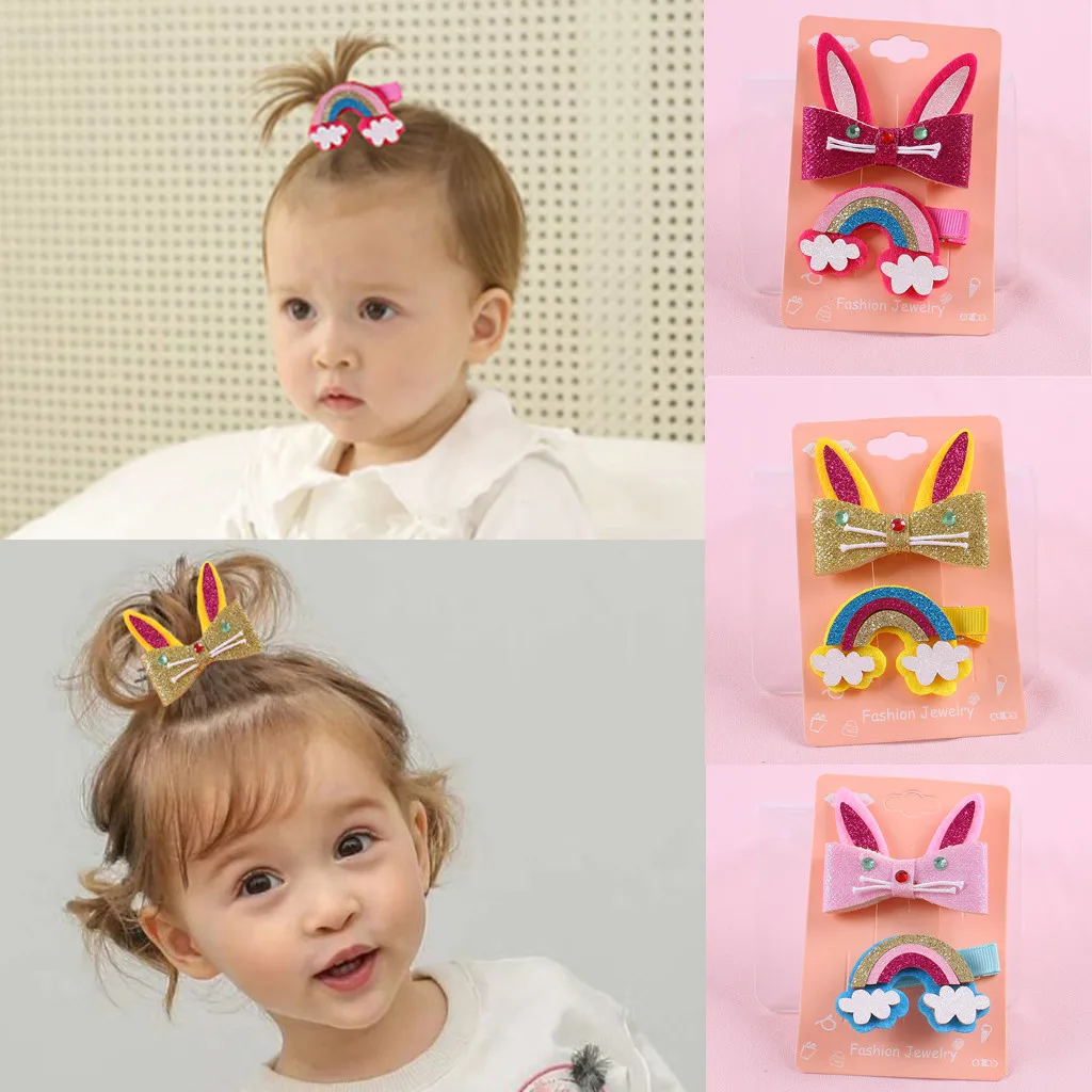 

Fashion Kids Infant Baby Girls Cartoon Rainbow Hairclip Hairpin Barrettes Headwear Set