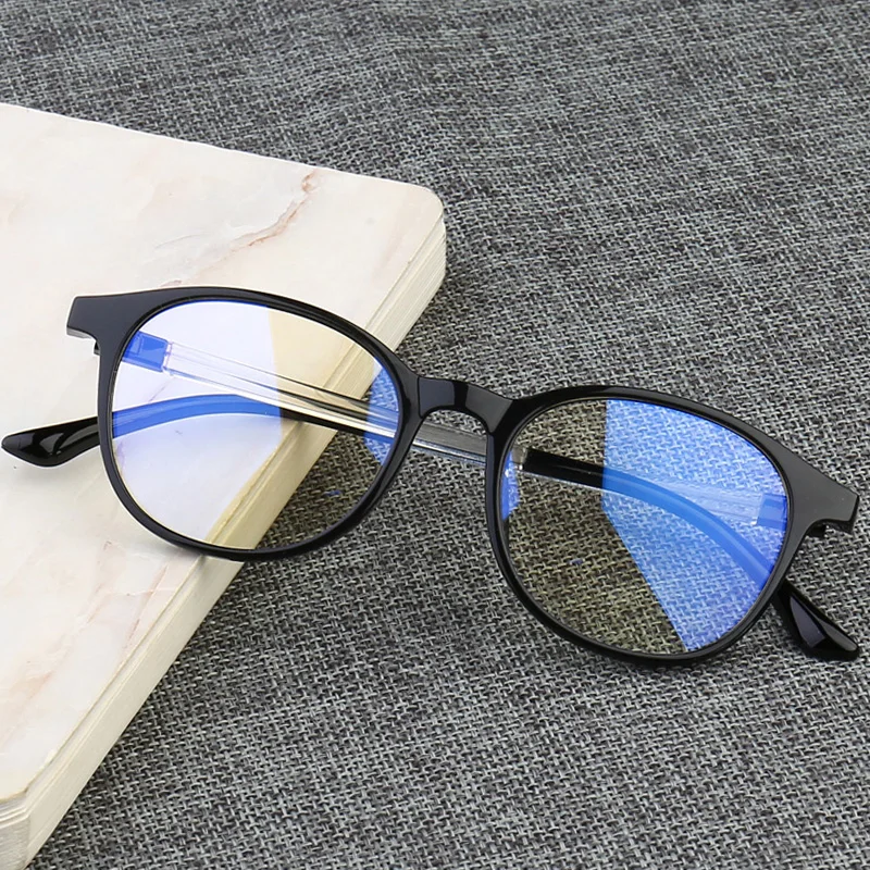 Blu-Ray Glasses Retro Eye Protection Personality Flat Mirror No Degree Black