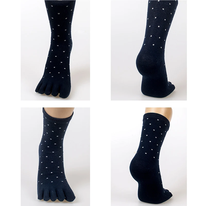 5 пар/лот хлопковые деловые носки с пятью пальцами мужские повседневные в горошек