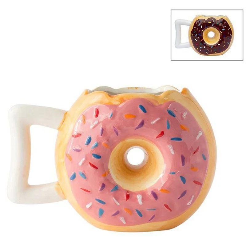 

Kawaii Donuts Porcelain Mug for Coffee Tea Ceramic Cartoon Drinking Mug Funny Drinkware Milk Cups