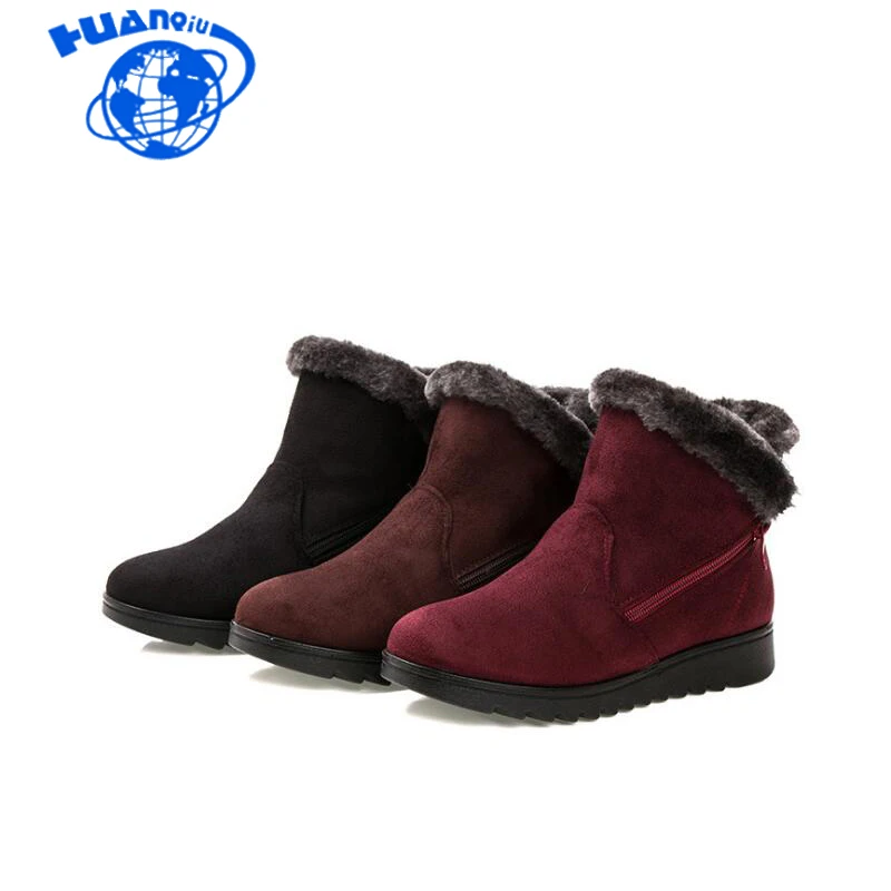 

HUANQIU Women Ankle Boots New Fashion Waterproof Wedge Platform Winter Warm Snow Boots Shoes For Female wyq161