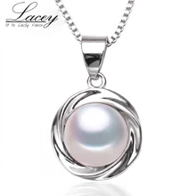 Модный речной жемчуг ожерелье с подвеской для женщин, настоящий натуральный жемчужный кулон 925 серебро подарки на день рождения для девочек, белые, розовые, p12