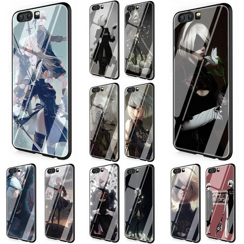 

NieR Automata Tempered Glass Phone Cover Case for Huawei Y6 Y9 Honor 8X 10 Lite 7A Pro P10 20 Lite Mate20 Lite Pro