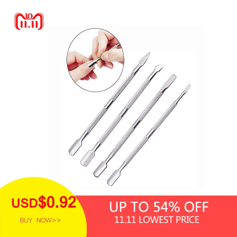 

1pcs Stainless Steel Cuticle Nail Pusher Nail Art Double Sided Cuticle Finger Dead Skin Cut Remover Pusher Manicure Nail Tools