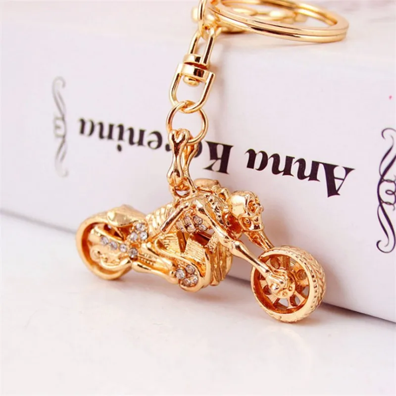 Creative Motorcycle Key Chain Rhinestone Key Ring Holder Fashion