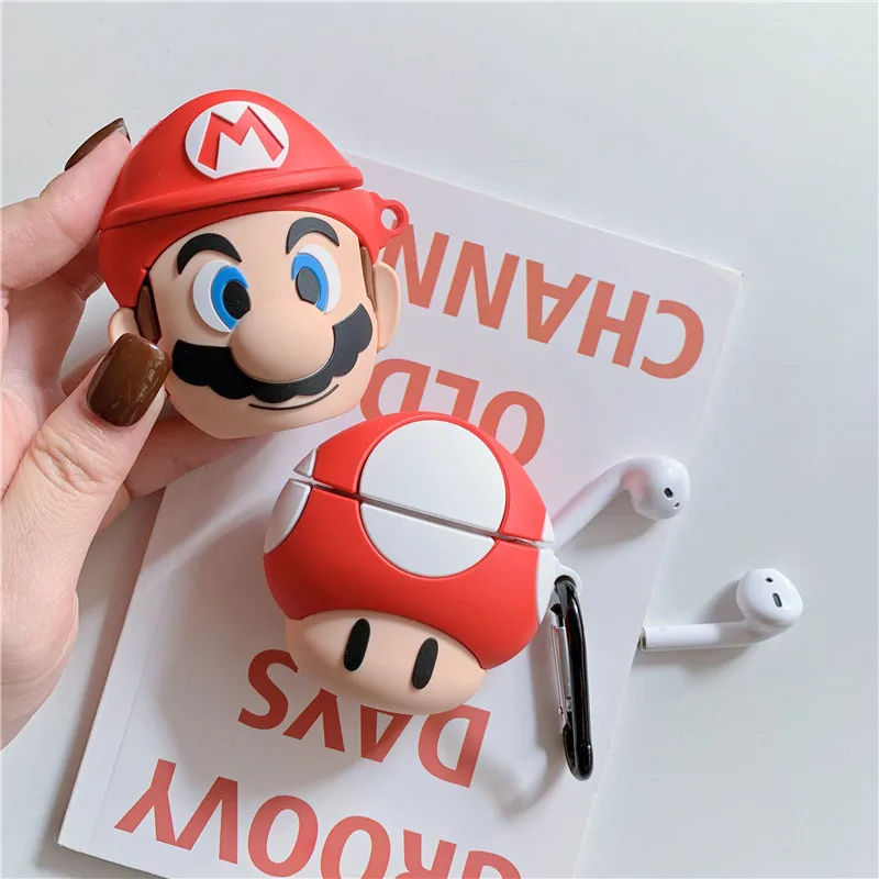 

Cute mushroom For Airpods Case 3D Silicone Buletooth Earphone Cover Funny Cute Cartoon Capa For Apple Airpods Headphone Case Box