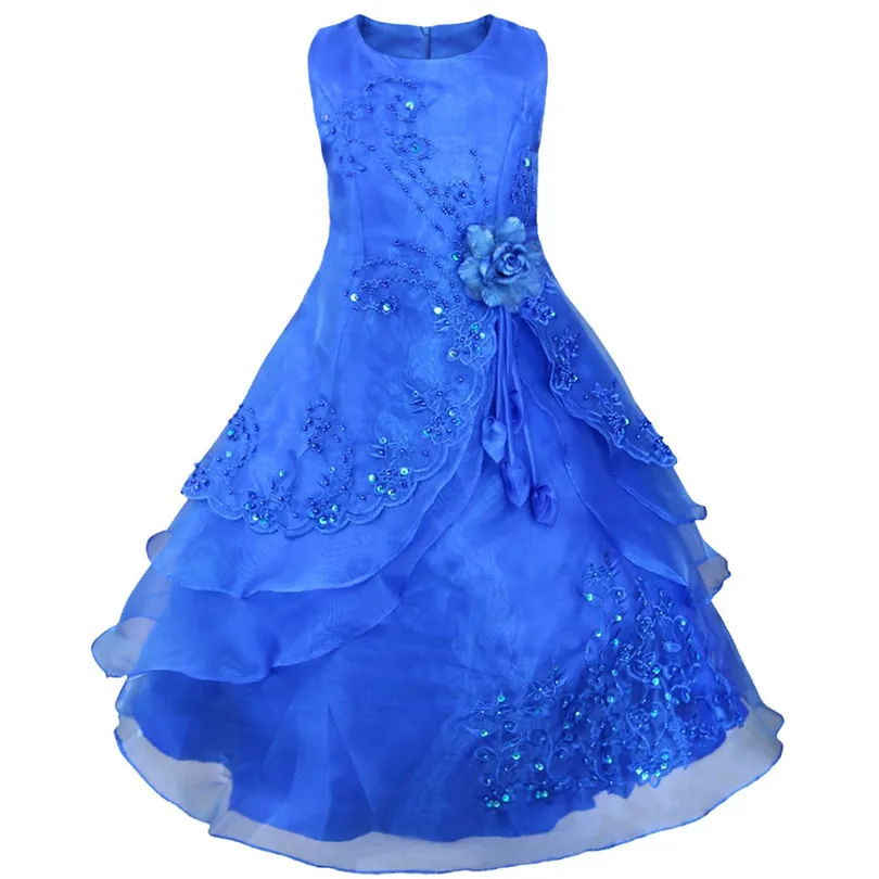 Tiaobug/платье для девочек с вышитыми цветами; Детские праздничные вечерние бальные платья; платье принцессы на выпускной; свадебное кружевное торжественное длинное платье; От 4 до 14 лет