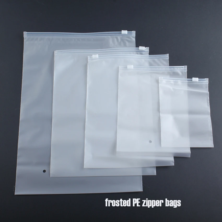 

50pcs/lot-10/15/20/25/30cm Repeatable zipper zip lock frosted PE plastic garment Packaging bags for Underwear, socks, shirt, hat