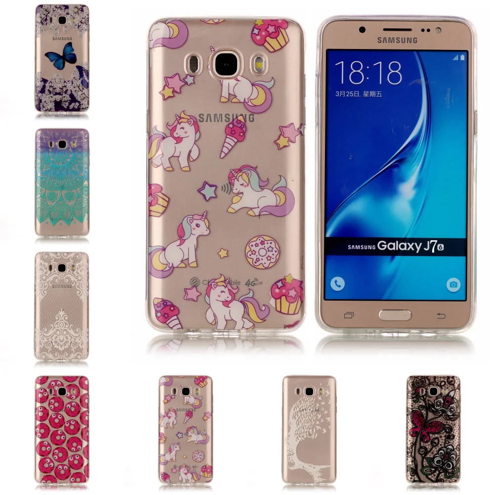 Etui для Samsung Galaxy J7 2016 J710 новое симпатичное платье ультра прозрачный футляр из ТПУ