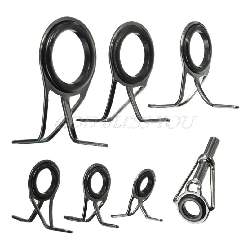 

Brand New 7Pcs Mixed Size Fishing Top Rings Rod Pole Repair Kit Line Guides Eyes Sets 2017 High Quality