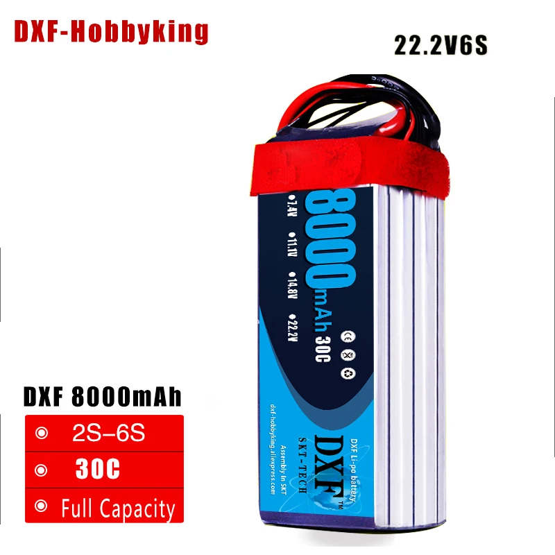 

DXF Good Quality Lipo Battery 22.2V 6S 8000MAH 30C-60C RC AKKU Bateria for Airplane Helicopter Boat FPV Drone UAV