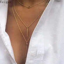 2018 offre spéciale été clavicule chaîne multicouche collier or/argent couleur Fine barre colliers et pendentifs Ras Du Cou