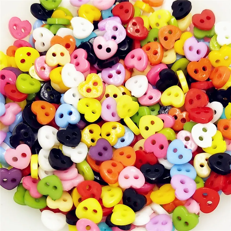

6mm 100PCs/lot Resin Sewing Mini Button Scrapbooking Heart Mixed 2 Holes Costura Botones bottoni botoes