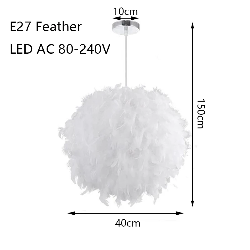 Современная Минималистичная креативная люстра с перьями E27 220 В светодиодный подвесной светильник спальня гостиная ресторан кухня кафе